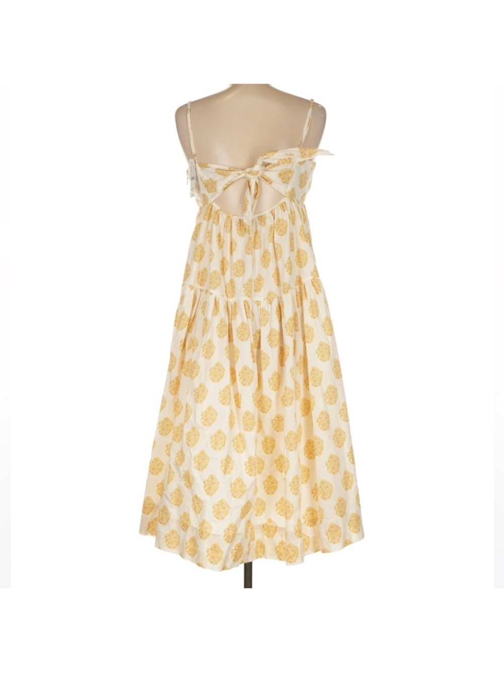 J.Crew Cottagecore Tiered Midi Dress Tie Back Floral Yellow White NWT Size 6 - Picture 6 of 9